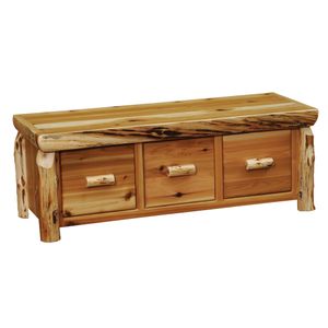 Cedar Log Enclosed Coffee Table - Three Drawer - Natural - Standard 1