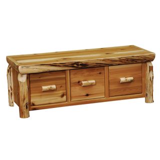 Cedar Log Enclosed Coffee Table - Three Drawer - Vintage - Standard