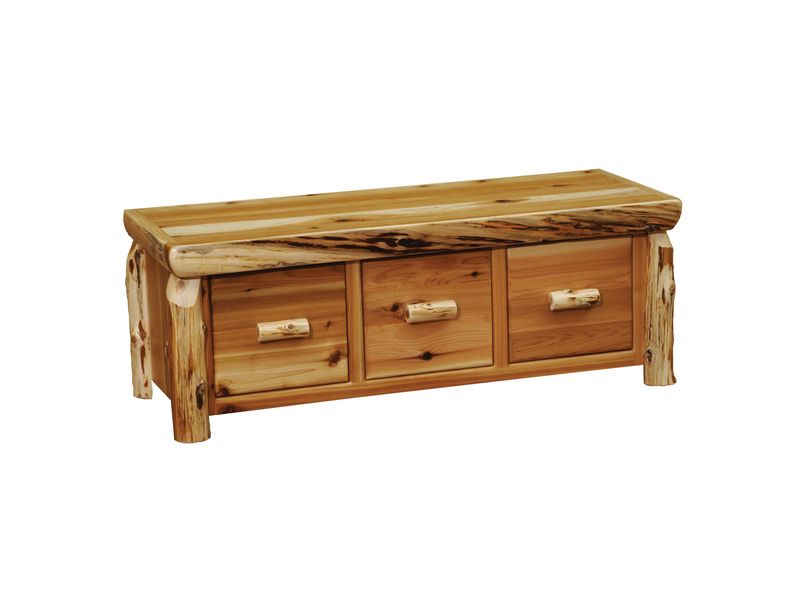 Cedar Entry Bench with Three Drawers - Coffee 3