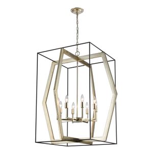 Mixed Geometries 32'' Wide 8-Light Chandelier - Silver Leaf 1