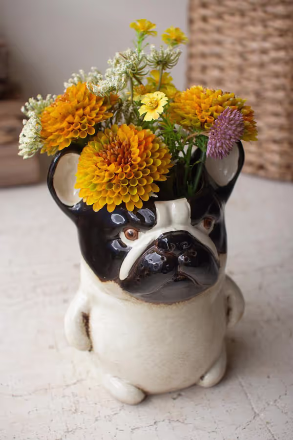 Ceramic French Bulldog Planter