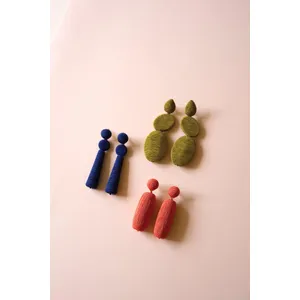 Fabricwrapped Earrings / Coral 3