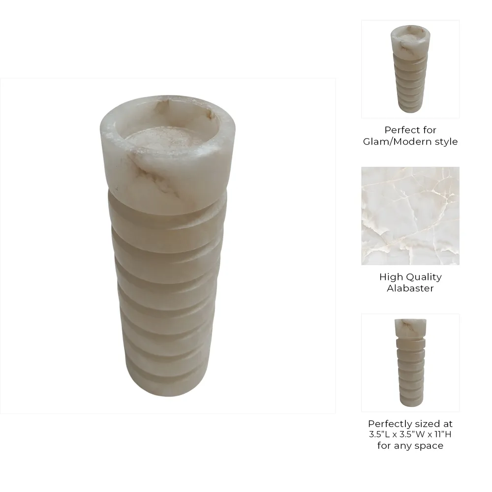 FERRISSIDE WHITE CANDLE HOLDER 11 (IN)