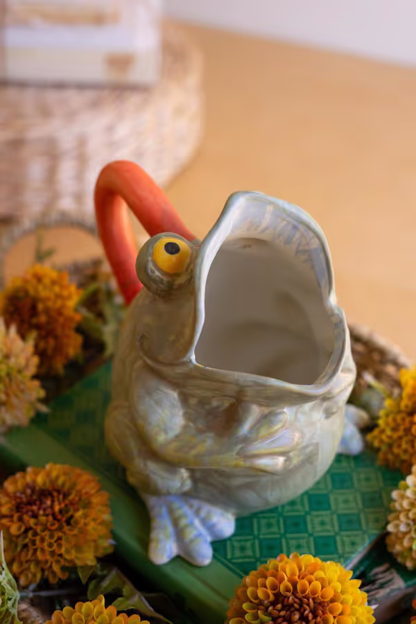Ceramic Frog Pitcher Vase