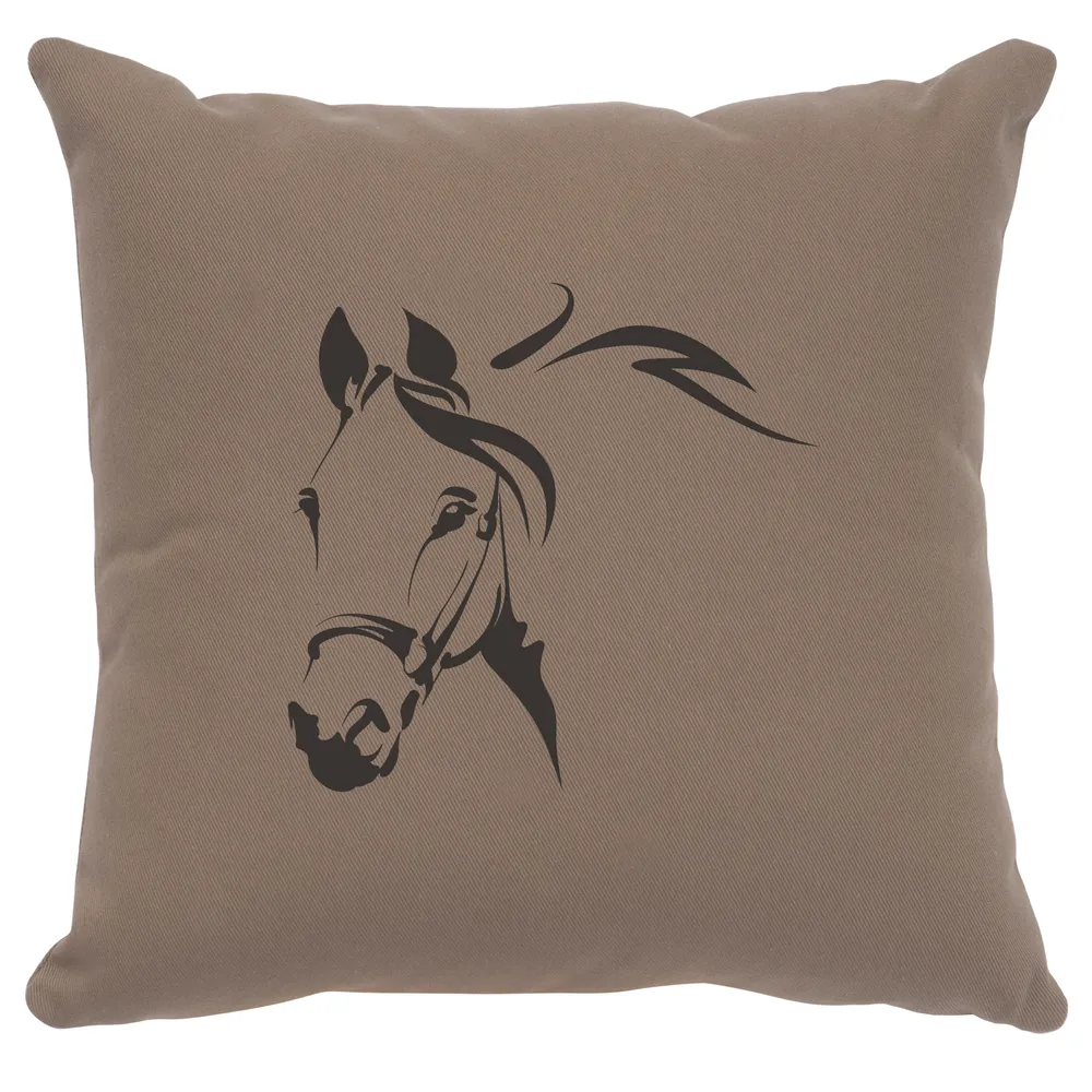 Image Pillow - Horse Profile - Cotton Taupe