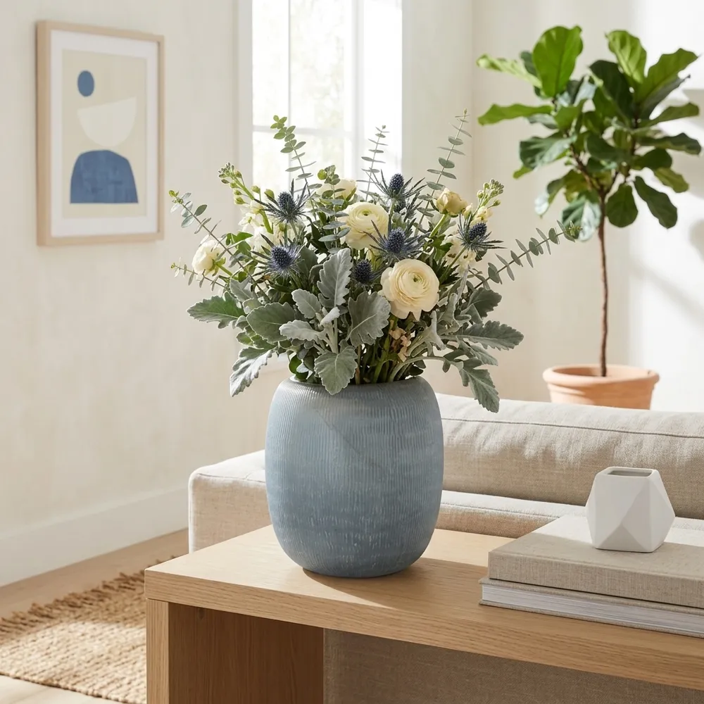 LUKELEY BLUE GLASS VASE 9 (IN)