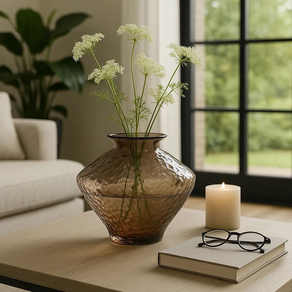 HAROLDHAVEN BROWN GLASS VASE 10 (IN)
