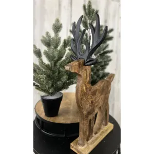 Wooden Reindeer with Black Aluminum Antlers 22x13in 1