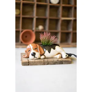 Ceramic Sleeping Beagle Planter 1
