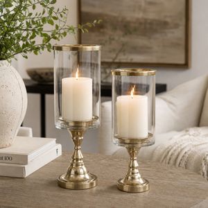 AIDENHAM SET OF 2 GOLD CANDLE HOLDER 13 (IN) 9