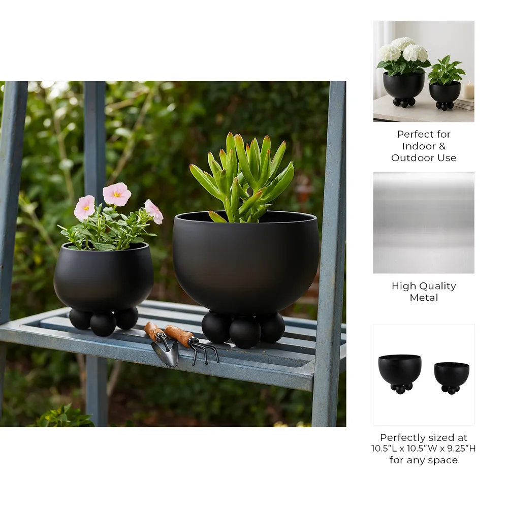 SLATEOAK SET OF 2 BLACK PLANTER 10 (IN)