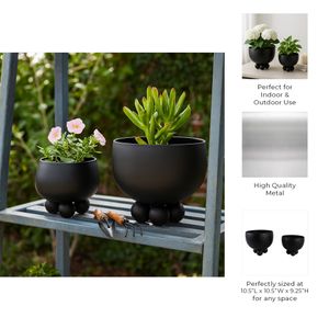 SLATEOAK SET OF 2 BLACK PLANTER 10 (IN) 8