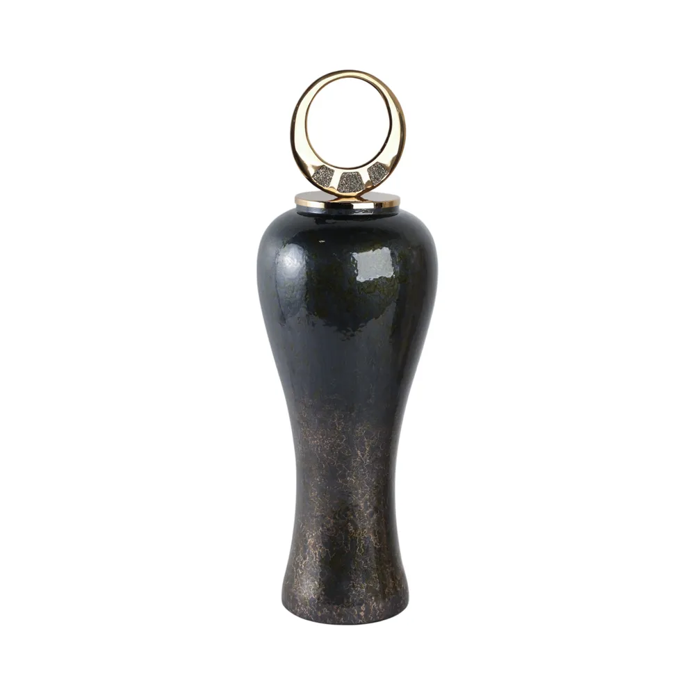 THORNTON BLACK GLASS VASE 27 (IN)