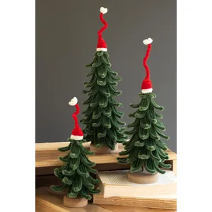 Set of 3 Pipe Cleaner Christmas Trees with Hats 2