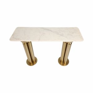 METAL, 42" MARBLE TOP CONSOLE, GOLD/WHITE 6