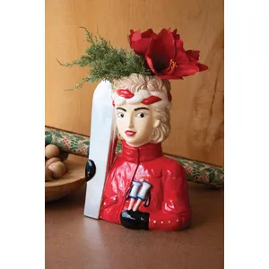Large Ceramic Snow Skier Woman Vase 1