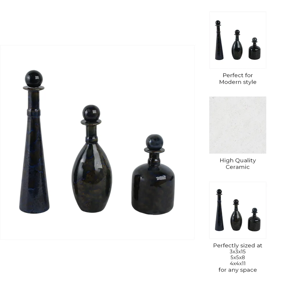 GARFIELDHOLM SET OF 3 BLUE VASES 15 (IN)
