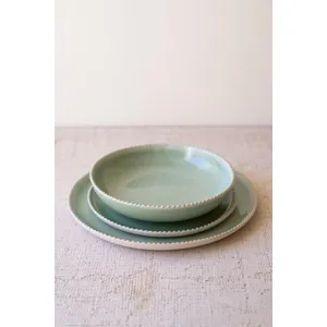 Set of 3 Sea Mist Ceramic Dinner Plate, Salad Plate and Bowl 1