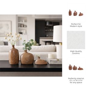 BENTONFIELD SET OF 3 BROWN VASES 9 (IN) 9