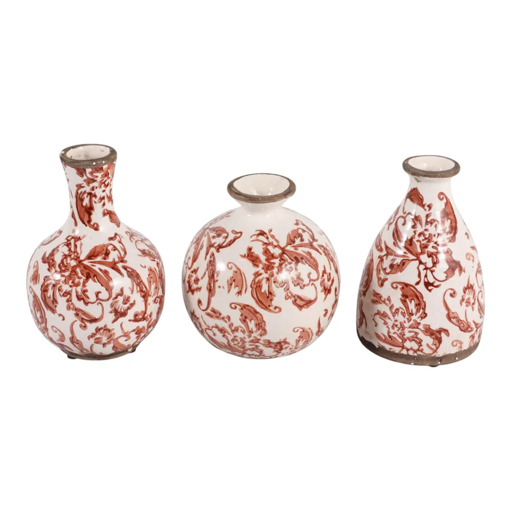 DAMIENLEY SET OF 3 BROWN VASES 6 (IN)