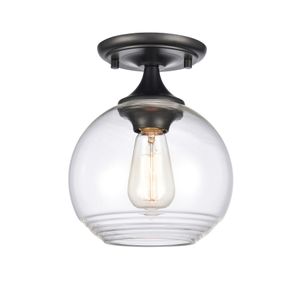 Angie 8'' Wide 1-Light Semi Flush Mount - Matte Black 1