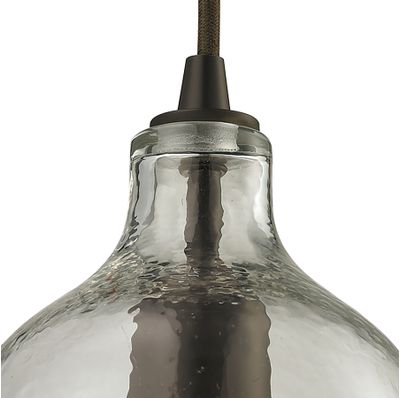 Hammered Glass 5″ Wide 1-Light Mini Pendant - Oil Rubbed Bronze with Clear