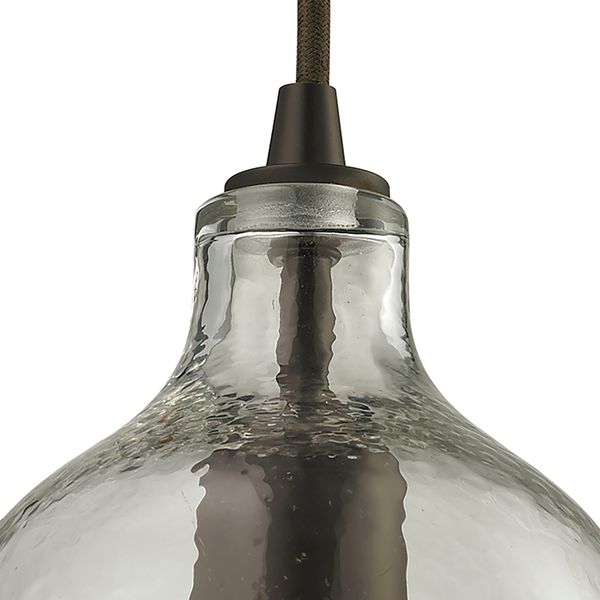 Hammered Glass 5'' Wide 1-Light Mini Pendant - Oil Rubbed Bronze with Clear