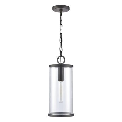 Hopkins 7.25″ Wide 1-Light Outdoor Pendant- Charcoal Black