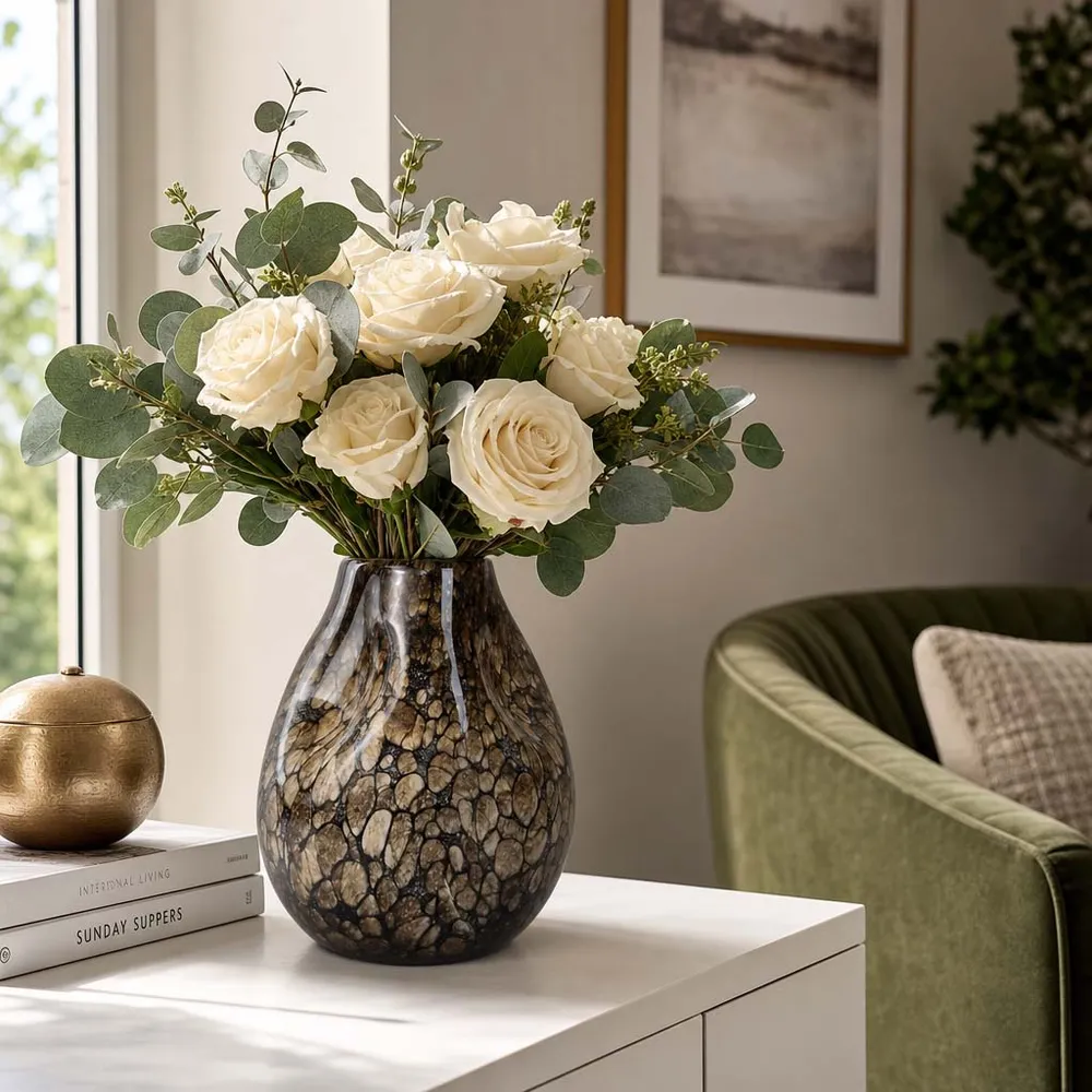COLEGATE BROWN GLASS VASE 10 (IN)