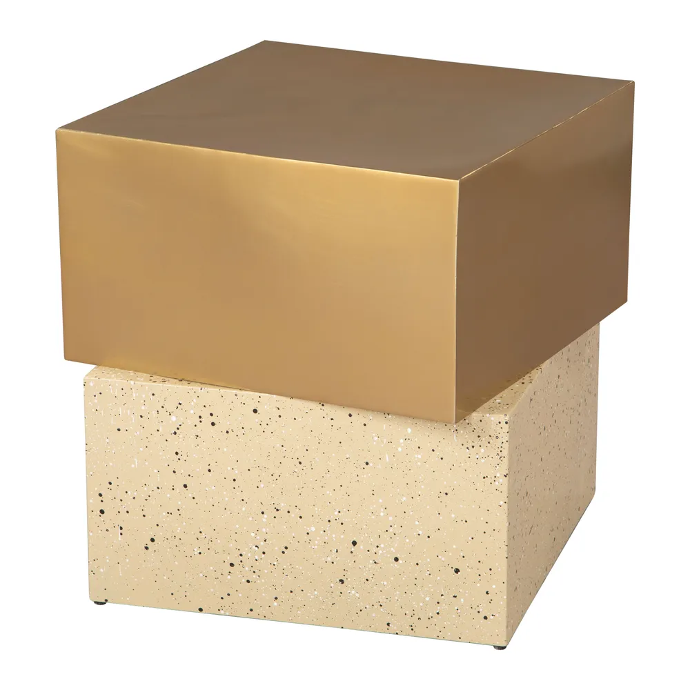 Cinza Side Table Gold & Beige