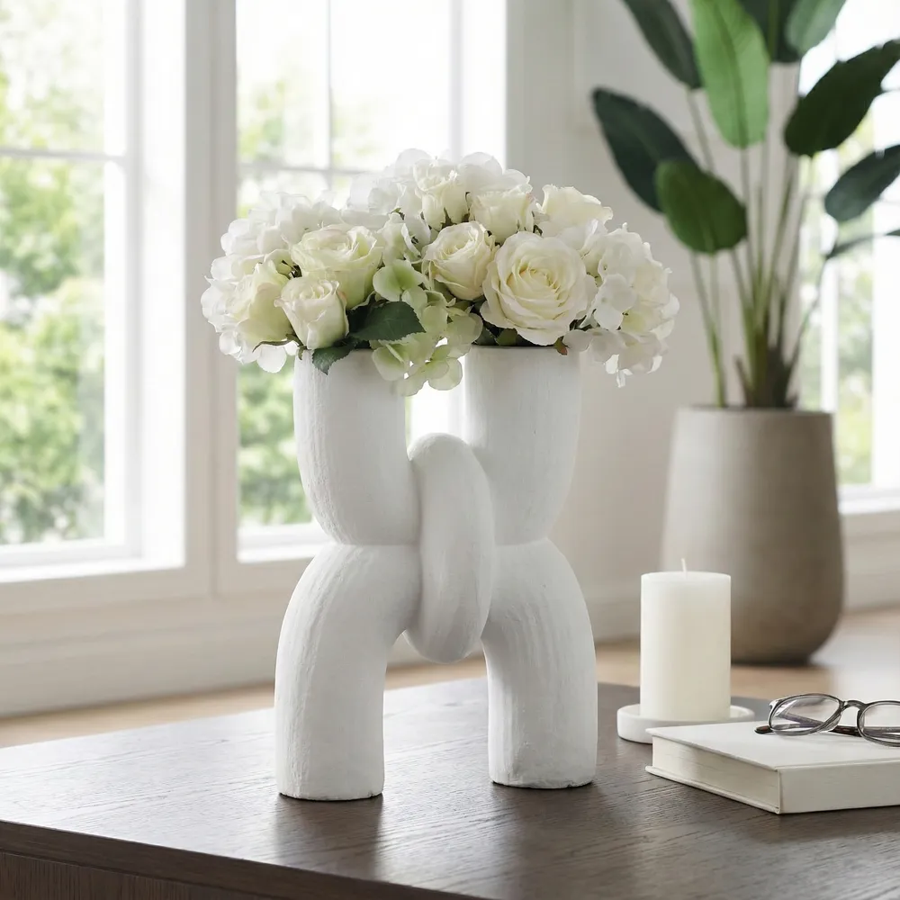 STONEHAM WHITE VASE 15 (IN)