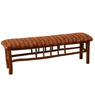 Hickory Log 4-foot Bench - Upholstered Seat - Customer Material