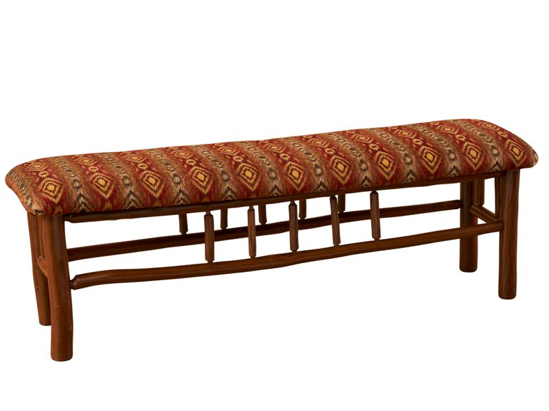 Hickory Log 4-foot Bench - Upholstered Seat - Customer Material 2