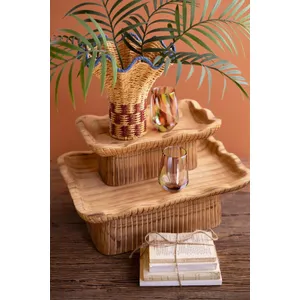 Set of 2 Square Wooden Compotes 3