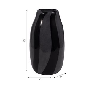 TARYNSHAW BLACK GLASS VASE 10 (IN) 9