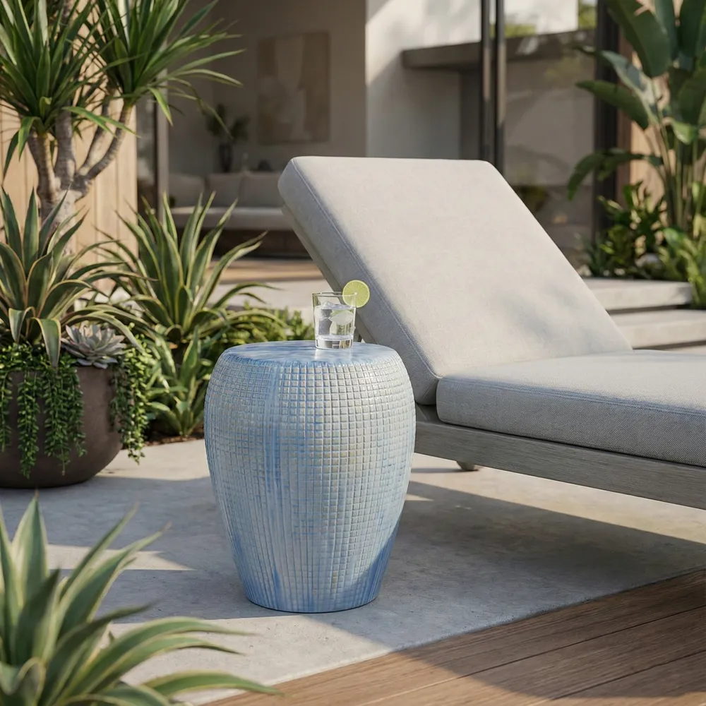 FLINTSIDE BLUE GARDEN STOOL 18 (IN)