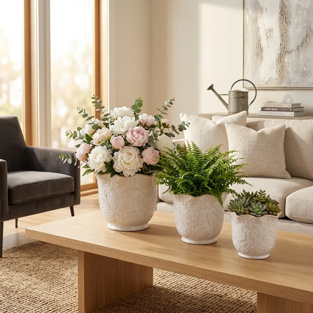 CLAYBROOK SET OF 3 IVORY PLANTER 9 (IN)