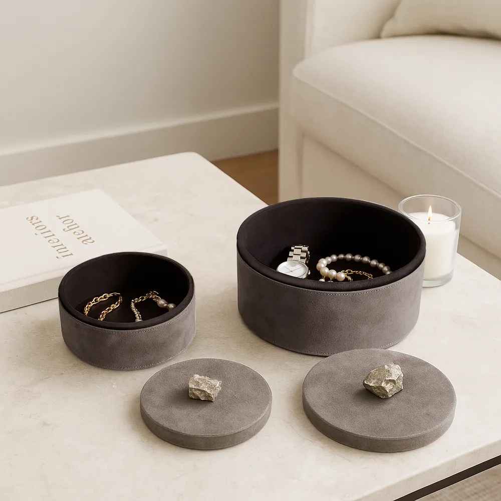 GRAYSONHAVEN SET OF 2 GRAY BOXES 5 (IN)