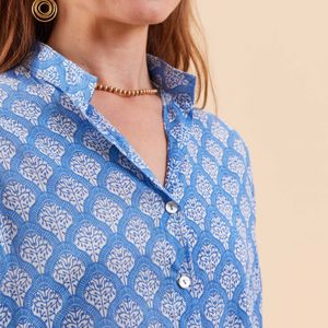 Fifer Blue Cotton Button Down Beach Tunic 9