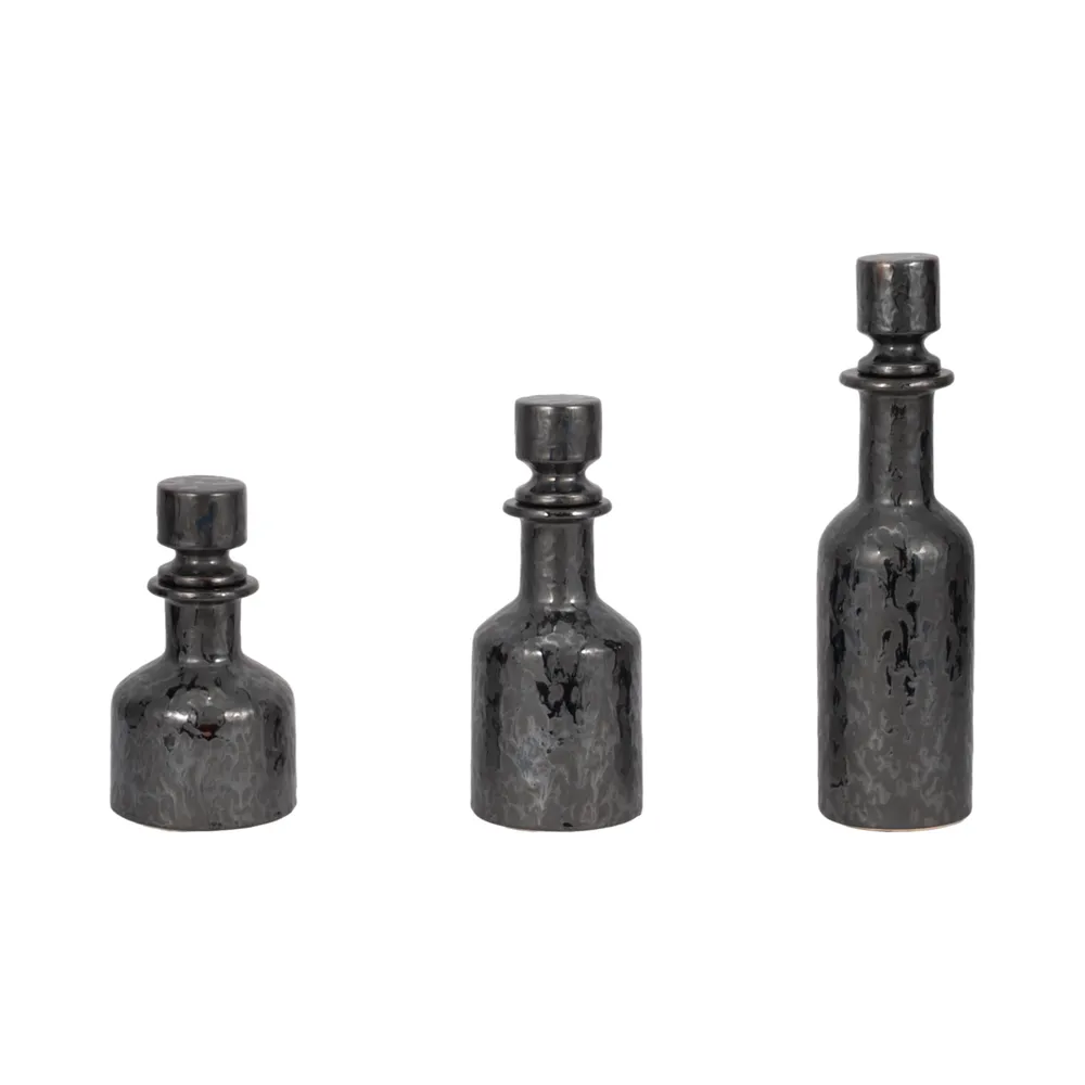 RAESIDE SET OF 3 BLACK VASES 15 (IN)