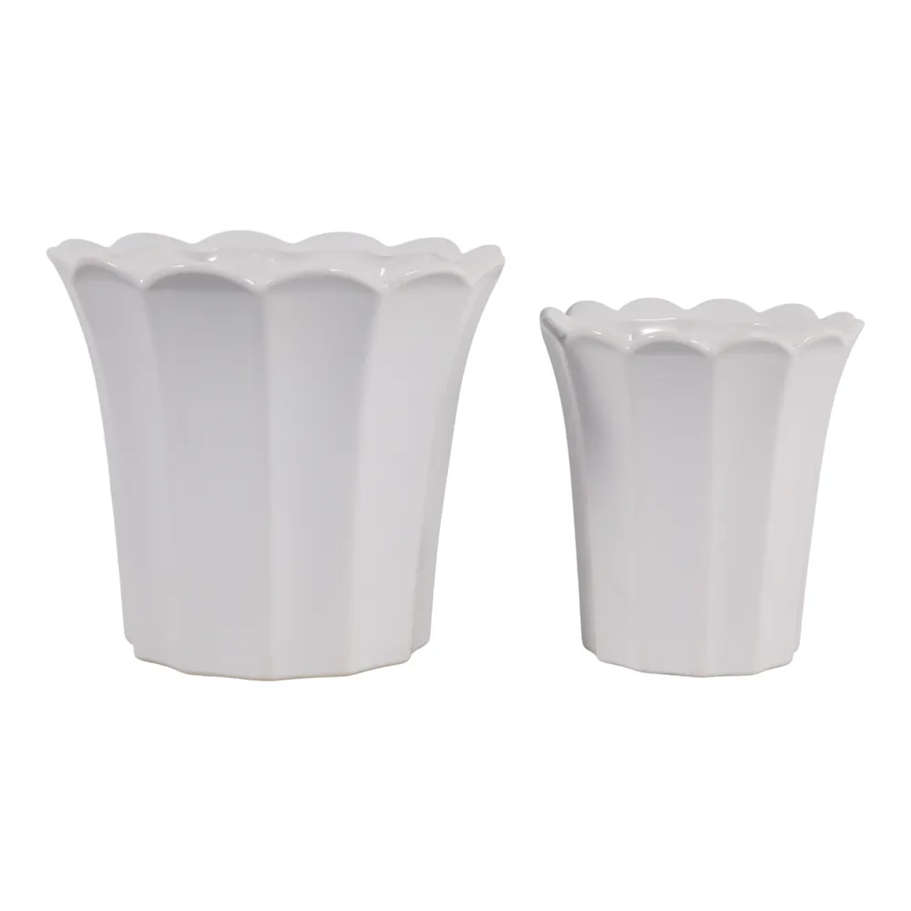 DEANGROVE SET OF 2 WHITE PLANTER 7 (IN)
