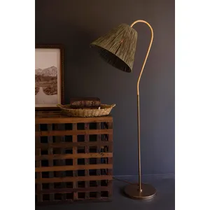 Rattan-Wrapped Floor Lamp with Raffia Shade 2