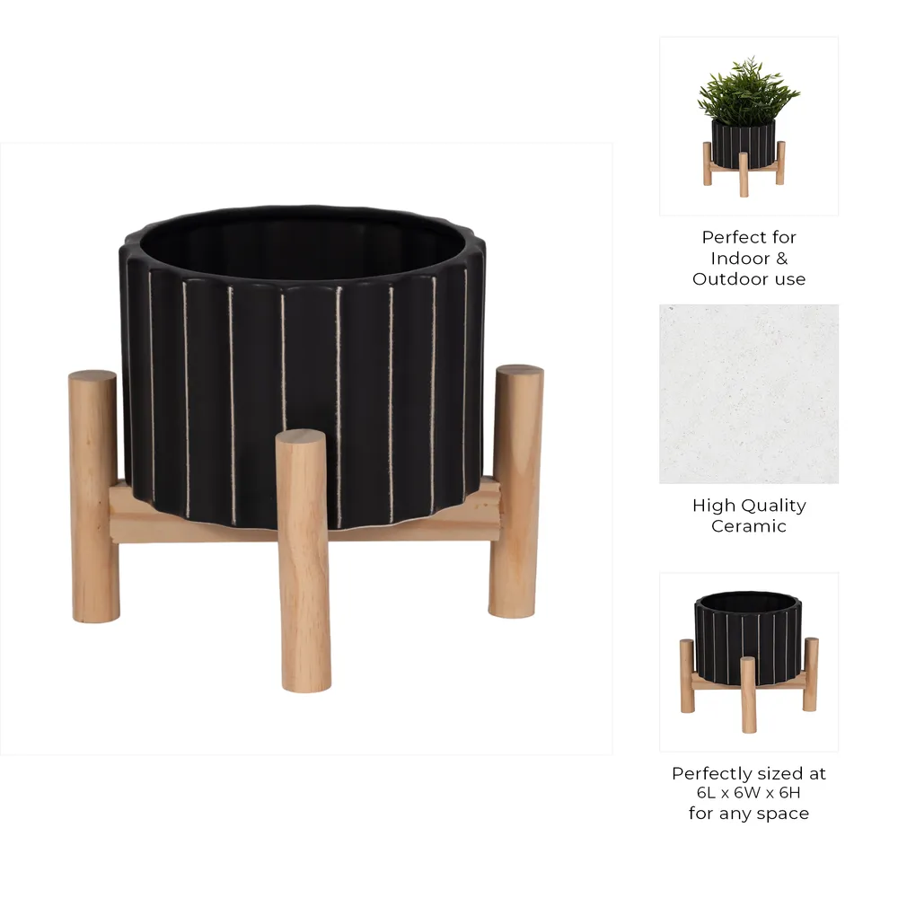 CLAXTONFIELD BLACK PLANTER 6 (IN)
