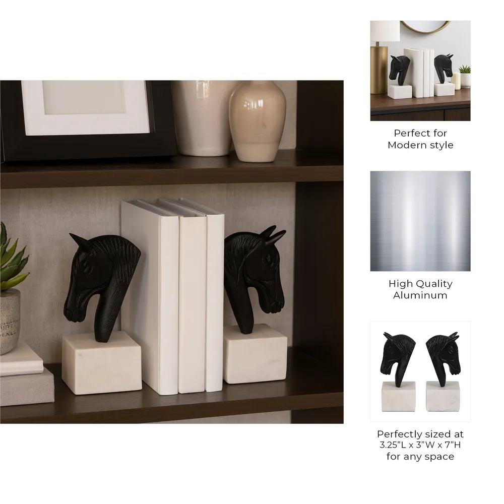 PARKERMOOR SET OF 2 BLACK BOOKENDS 8 (IN)