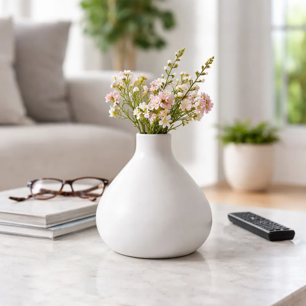DUTTONSIDE WHITE VASE 9 (IN)