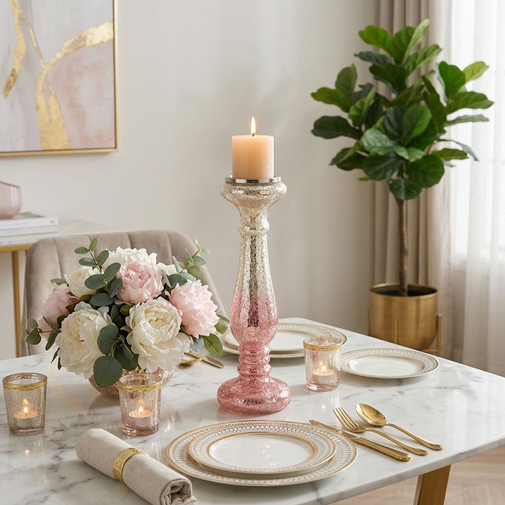 HILTONFIELD PINK CANDLE HOLDER 15 (IN)