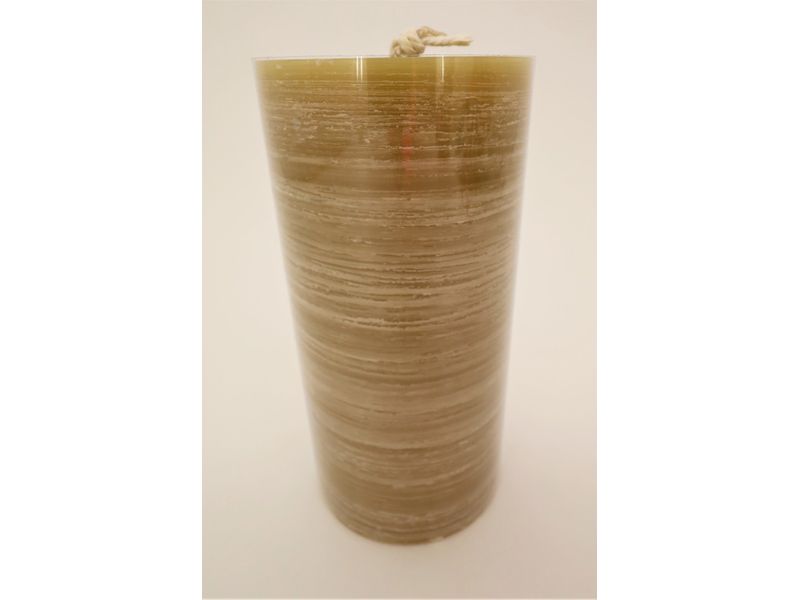 6" Brushed Pillar Candle, Tan 1
