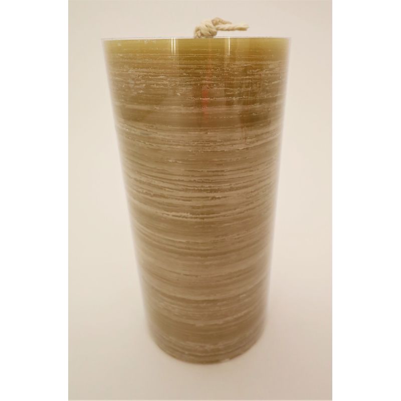 6" Brushed Pillar Candle, Tan