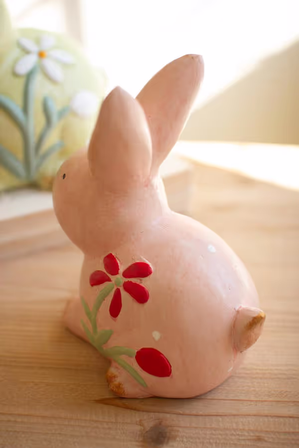 Set of 2 Colorful Faux Concrete Bunnies