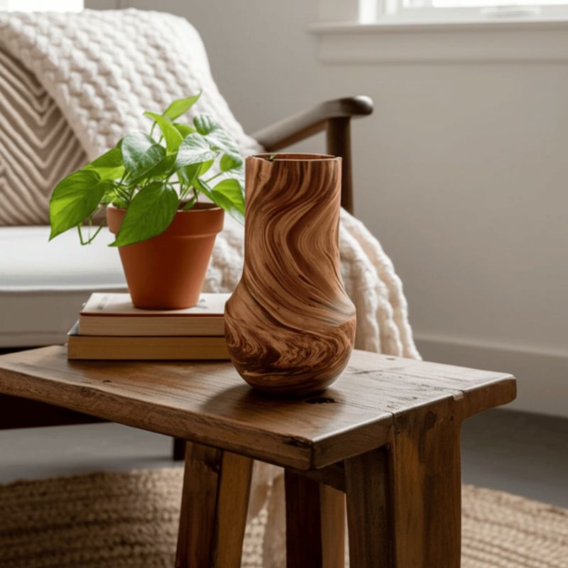 11.5" Bulb Shape Wooden Vase